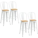 Homcom - tabourets de bar - acier - 44x48x117cm - cr�me