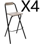Lot de 4 tabouret de bar pliable en acier et pvc coloris naturel - dim : l 48 x l 50 x h 98 cm