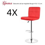 Lot de 4 tabourets de bar r�glable huole - rouge - dossier � six compartiments - m�tal - int�rieur