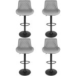 Lot de 4 tabouret de bar rotatif et r�glable en hauteur - willonin - gris clair - simili et m�tal