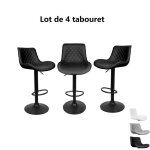 Lot de 4 tabouret de bar rotatif et rglable en hauteur - willonin - industriel - loft - noir
