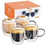 Lot de 4 tasses à café en verre borosilicate transparent isolé double paroi pour la maison la cuisine ... Lot de 4 tasses à café en verre borosilicate transparent isolé double paroi pour la maison la cuisine ...