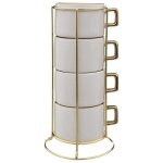 Lot de 4 tasses sur rack arya 17cl blanc