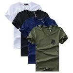 Lot de 4 tee shirt homme manches courtes col v imprim� chouette - insfity - blanc / noir / bleu / vert ...