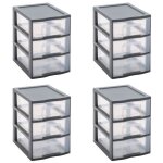 Lot de 4 tours de rangement sundis tag tower 3 tiroirs gris