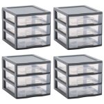 Lot de 4 tours de rangement sundis tag tower a6 3 tiroirs gris