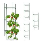 Relaxdays tuteurs lot de 4 hxlxp : 120 x 32 x 32 cm fleurs et l�gumes m�tal plastique aide � la croissance ...