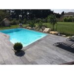 Lot de 40 margelles droites 60 x 33 cm + 4 margelles angle de piscine 45 x 45 cm - aspect bois - ton ...