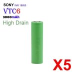 Lot de 5 accu sony vtc6 18650 3000 mah 30a inr 3. 7v rechargeable li - ion bateries high drain