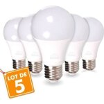 Lot de 5 ampoules led e27 9w eq 60w 806lm (blanc froid 6400k)