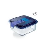 Lot de 5 boites de conservation carrées easy box 76cl - luminarc Lot de 5 boites de conservation carrées easy box 76cl - luminarc