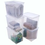 Boite de rangement plastique avec couvercle x5 sundis clear box 70l l. 55 x l. 375 x h. 435 cm transparent ...