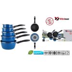 Lot de 5 casseroles �mail bleu induction interieur facon pierre