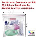Lot de 5 ex - pochette sachet avec fermeture par zip 20 x 20 cm id�al pour les liquides en avion a�roport ...
