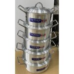 Lot de 5 faitout victoria en aluminium empilable marmite avec couvercle 18 � 26cm tout feux sauf induction ...