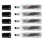 Lot de 5 feutres tableau blanc effa�able � sec 1781 pointe biseau large corps m�tal noir