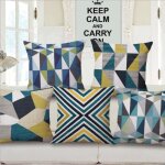 Housse de coussin - impressions scandinaves - 45x45cm - bleu - rectangulaire - synth�tique