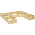 Bacs jardini�res potagers - outsunny - lot de 5 modulables pour ext�rieur pr� - huil� - bois de sapin ...