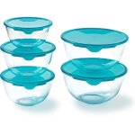 Lot de 5 jattes avec couvercle - pyrex - 1x 05l + 2x 1l + 2x 2l Lot de 5 jattes avec couvercle - pyrex - 1x 05l + 2x 1l + 2x 2l