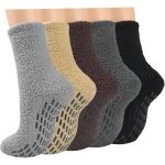 Lot de 5 paires de chaussettes thermiques moelleuses pour homme en polaire epaisse et antiderapante pour ...