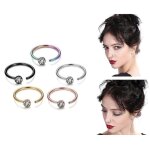 Lot de 5 piercings nez oreilles en acier inoxydable - multicolore argent or noir