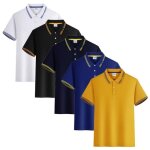 Lot de 5 polo homme t - shirt manches courtes couleur unie casual top ete respirant tissu confortable ...
