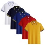 Lot de 5 polo homme insfity - manches courtes respirantes - couleurs blanc marine bleu rouge et jaune ...