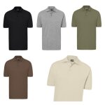 Lot de 5 polos unis - homme - noir gris beige marron olive - manches courtes - col classique