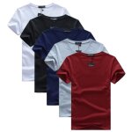 Lot de 5 t - shirt homme manches courtes col rond tee shirt coupe droite couleur unie - blanc / noir ...