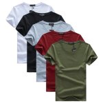 Lot de 5 t - shirt homme manches courtes col rond tee shirt coupe droite couleur unie - blanc / noir ...