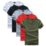 Lot de 5 t - shirt homme manches courtes col rond tee shirt coupe droite couleur unie - blanc / noir ...