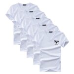 Lot de 5 t - shirt homme manches courtes col v tee shirt ete imprim grande taille - blanc