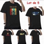 Lot de 5 t - shirt homme imprim col rond vitata en coton noir