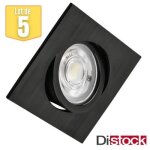 Lot de 5 spots led encastrables 3en1 carré noir 7w ip20 Lot de 5 spots led encastrables 3en1 carré noir 7w ip20