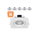 Lot de 5 spots led encastrables carr� blanc 5w ip20 4000k