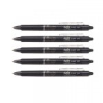 Stylo � encre gel effa�able - pilot - frixion ball clicker - lot de 5 - pointe 07 mm - noir