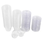 Lot de 50 bo�tes de tasses � chutney en plastique transparent jetables avec couvercle pour plats � emporter ...