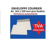 Lot de 50 enveloppe courrier a5 - c5 papier velin blanc 90g format 162 x 229 mm une enveloppe blanche ...