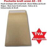 Lot de 50 enveloppe pochettes kraft arm� format a5 c5 fermeture auto - adh�sive kraft renforc� 130 g ...