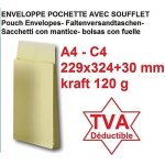 Lot de 50 enveloppe - pochette a soufflet c4 229 x 324 + 30 mm papier kraft marron ecru 120g fermeture ... Lot de 50 enveloppe - pochette a soufflet c4 229 x 324 + 30 mm papier kraft marron ecru 120g fermeture ...