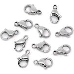 Lot de 50 fermoirs mousquetons en m�tal plaque nickel 12x 5mm argent� pour cr�ation bijoux collier bracelet ...