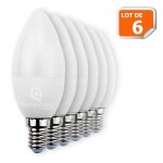 Lot de 6 ampoules led bougie e14 6w 480 lumens - lampesecoenergie - blanc chaud - 3000k