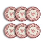 Lot de 6 assiettes a dessert faustine 20cm en porcelaine rose Lot de 6 assiettes a dessert faustine 20cm en porcelaine rose
