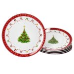 Assiettes  dessert - rve de nol - lot de 6 - porcelaine -  205 cm - dcor festif