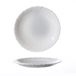 Lot de 6 assiettes � dessert en verre tremp� blanc - � 19 cm