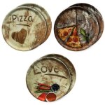 Assiette  pizza - flour - lot de 6 - 33 cm - porcelaine - dcor vari