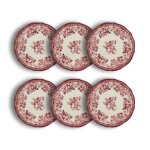 Lot de 6 assiettes plates faustine 26cm en porcelaine rose