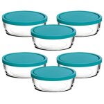 Lot 6 bote de conservation rond avec couvercle hermtique frigoverre en verre - diamtre 15 x hauteur ...