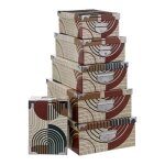 Lot de 6 bo�tes de rangement abstrait 48cm multicolore