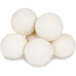 Lot de 6 boules de séchage en laine ystp - 7cm - blanc Lot de 6 boules de séchage en laine ystp - 7cm - blanc
